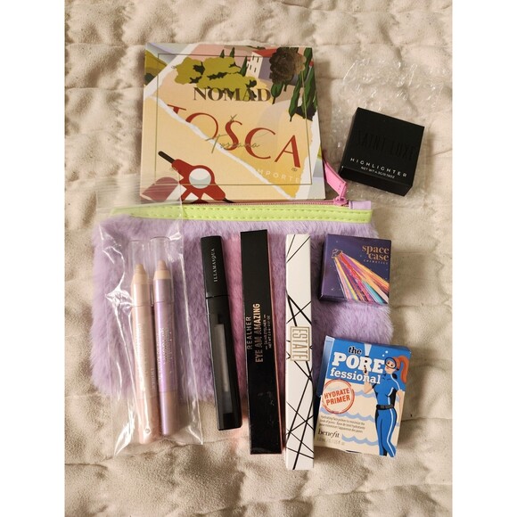 New Makeup Beauty Lot Eye Pallete, Primer, Eyeshadow, Lip, Highlighter with Bag